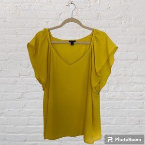 Ann Taylor Factory Resortwear V-Neck Yellow Sleeveless/Short sleeve Blouse Sz XL